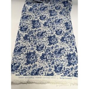 VTG Daisy Kingdom Fabric 3/4‎ Yd #3959 Summertime All over Blue Flower Bouquets